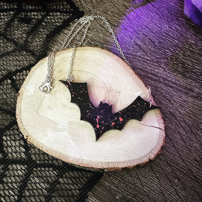 Paint Splatter Bat Necklace