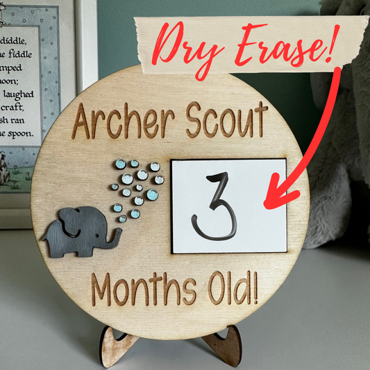 Personalized Elephant Monthly Milestone Sign