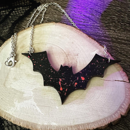 Paint Splatter Bat Necklace