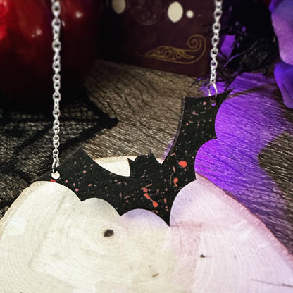 Paint Splatter Bat Necklace