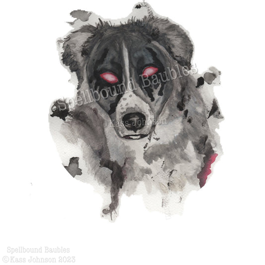 Devil Dog Watercolor Print