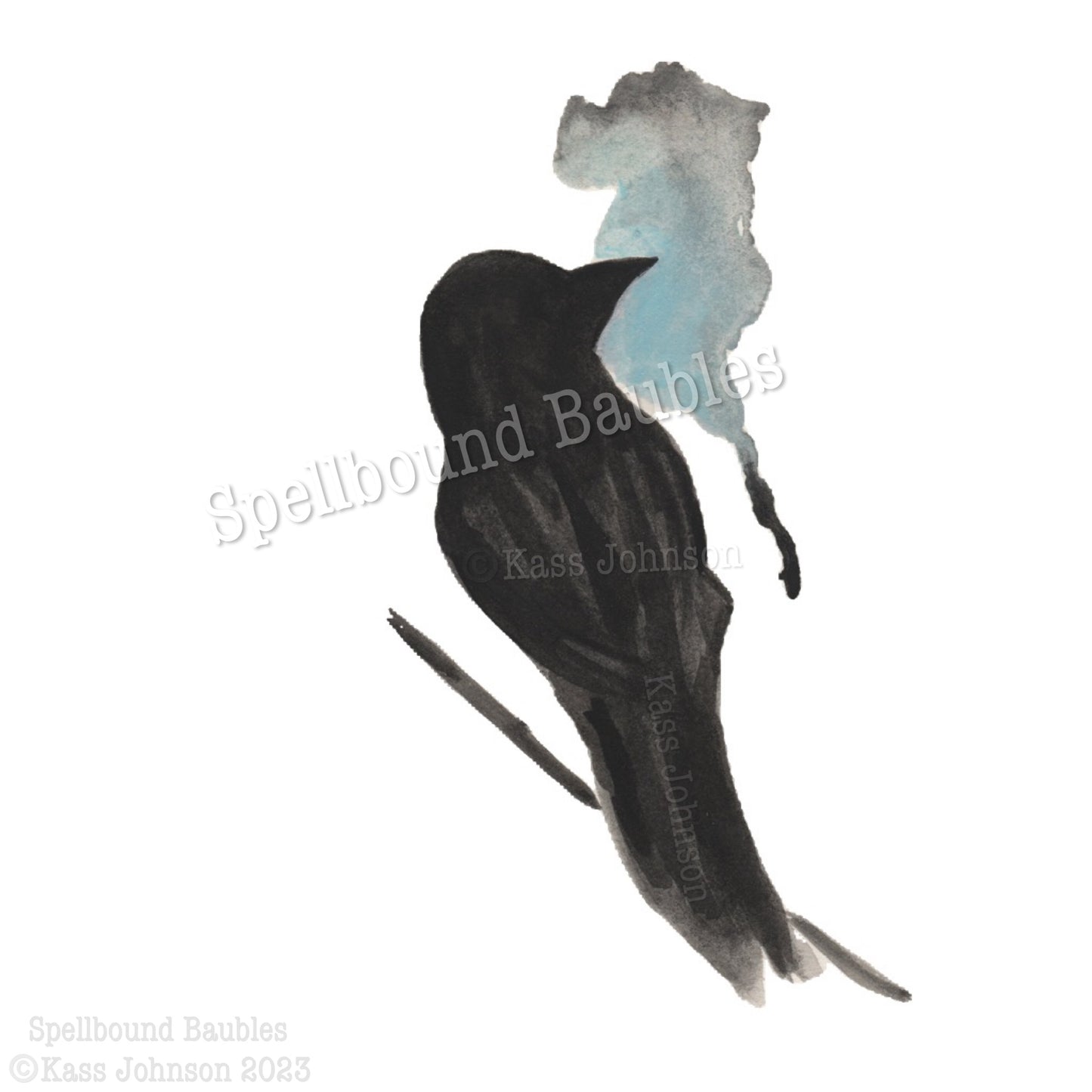 Black Bird Watercolor Print