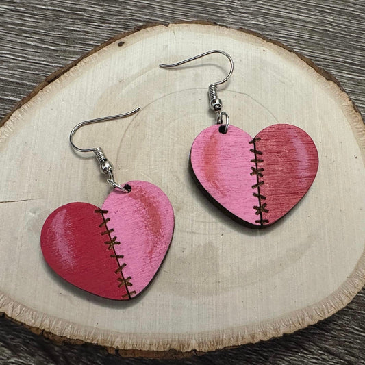 Stitched Heart Earrings | Splatter Hearts | Anti-Valentine | Broken Hearts | Zombie Hearts